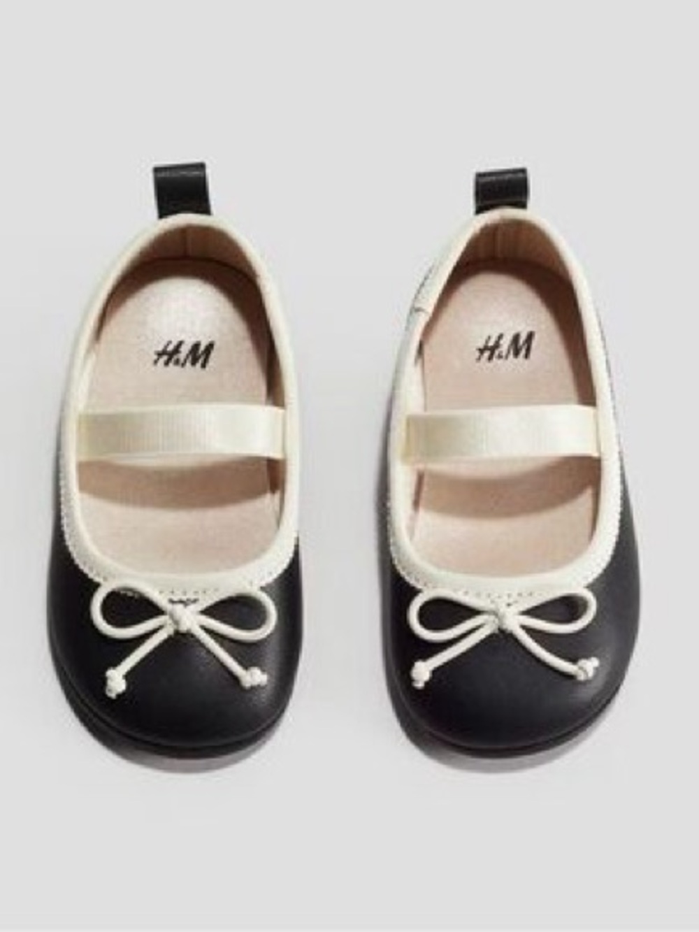 H&M Toddler Black Leatherette Ballet Flats, Size 6